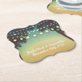 飲み物用コースタービーチサンセットパームツリーストリングリュー ペーパーコースター (アングル)