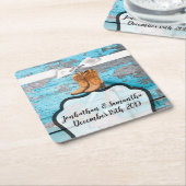 飲み物用コースターブルーウッドバーンドアブーツカントリー スクエアペーパーコースター (アングル)