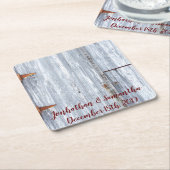 飲み物用コースターホワイトウォッシュウッドバーンドアカントリーR スクエアペーパーコースター (アングル)