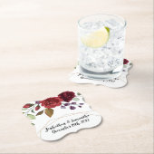 飲み物用コースターホワイトローズ金ゴールド幾何学的フローラF ペーパーコースター (インサイチュ)