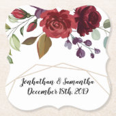 飲み物用コースターホワイトローズ金ゴールド幾何学的フローラF ペーパーコースター (正面)