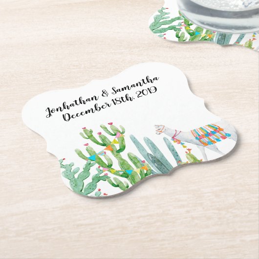 飲み物用コースターボホラマボヘミアンカクティデザートフロル ペーパーコースター (アングル)