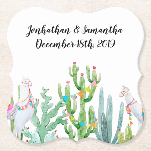 飲み物用コースターボホラマボヘミアンカクティデザートフロル ペーパーコースター (正面)