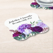 飲み物用コースターラベンダーハイビスカスオンホワイト ペーパーコースター (アングル)