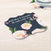 飲み物用コースター幾何学白色フローラ花D上 ペーパーコースター (アングル)