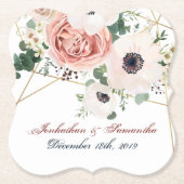 飲み物用コースター幾何学的ガーデンバラアネモーンルスティ ペーパーコースター (正面)