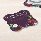 飲み物用コースター幾何学的プラムパープルバラ金ゴールドゲ ペーパーコースター (アングル)