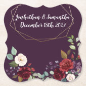 飲み物用コースター幾何学的プラムパープルバラ金ゴールドゲ ペーパーコースター (正面)