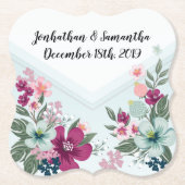 飲み物用コースター熱帯花オンブルーグラデーション ペーパーコースター (正面)