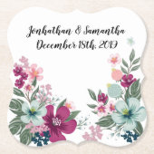 飲み物用コースター熱帯花オンホワイト ペーパーコースター (正面)