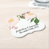 飲み物用コースター白フローラ花オンホワイト ペーパーコースター (アングル)