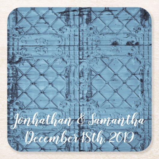 飲み物用コースター素朴ティンパネル天井カントリーWe スクエアペーパーコースター (正面)