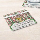 飲み物用コースター金ゴールドグリッタートナカイPlaid Buck He スクエアペーパーコースター (アングル)