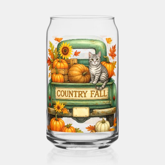 飲み物用品セット – 秋のコーンホールゲームにマッチ ガラス缶 (正面)