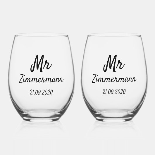 飲み物用品セット – Mr.Zimmermannデザイン ステムなしワイングラス (正面)