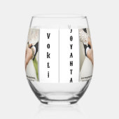 飲み物用品結婚の写真（名前あり） ステムなしワイングラス (左)