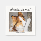 飲み物私のシンプルおもしろいかわいい犬のペットズ結婚ー スタンダードカクテルナプキン (正面)