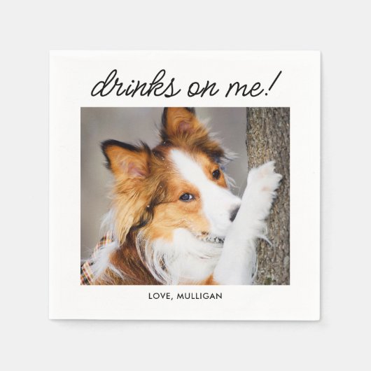 飲み物私のシンプルおもしろいかわいい犬のペットズ結婚ー スタンダードカクテルナプキン (正面)