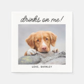 飲み物私のシンプル上で写真かわいいおもしろい犬ペットズ結婚ーズ スタンダードカクテルナプキン (正面)