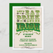 、飲み物食べて下さい及びアイルランド人のセントパトリックの日の招待状があって下さい 招待状 (正面/裏面)