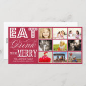 、飲み物食べて下さい及びメリーな%PIPE%の休日のコラージュカードがあって下さい シーズンカード (正面/裏面)