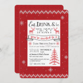 、飲み物食べて下さい及び粘着性のセーターのパーティーの招待があって下さい 招待状 (正面/裏面)