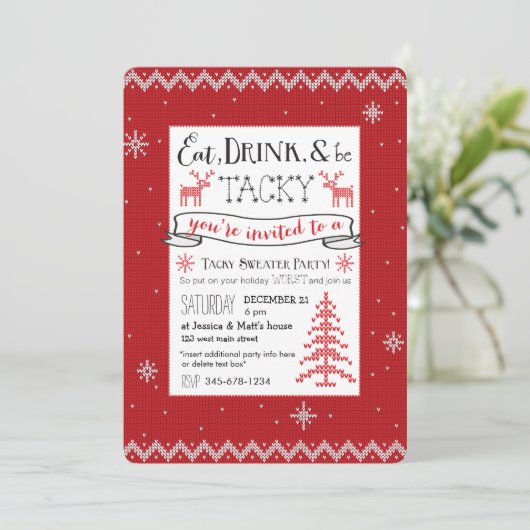 、飲み物食べて下さい及び粘着性のセーターのパーティーの招待があって下さい 招待状 (スタンド正面)