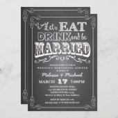 、飲み物食べて下さい及び結婚したな結婚式のリハーサルの夕食があって下さい 招待状 (正面/裏面)