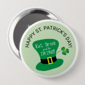 、飲み物食べ、アイルランドの幸せな日があって下さい 缶バッジ (正面&裏面)