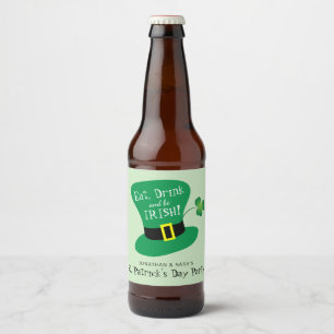 、飲み物食べ、アイルランド人のセントパトリックの日のパーティーがあ ビールラベル
