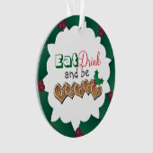 、飲み物食べ、メリーがあって下さい オーナメント (正面)