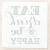 、飲み物食べ、幸せがあって下さい ガラスコースター (裏面)