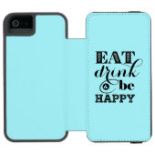 、飲み物食べ、幸せがあって下さい INCIPIO iPhoneウォレットケース (フォリオ Open)