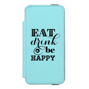 、飲み物食べ、幸せがあって下さい iPhone SE/5/5sウォレットケース