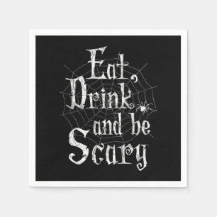 、飲み物食べ、恐いハロウィンのおもしろいな蜘蛛の巣があって下さい スタンダードカクテルナプキン