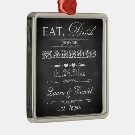 、飲み物食べ、結婚したなクリスマスの記念品があって下さい メタルオーナメント (右)