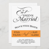 、飲み物食べ、結婚したな保存が日付のオレンジあって下さい セーブザデート (正面/裏面)