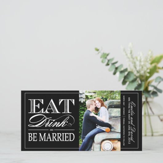 、飲み物食べ、結婚したな保存が日付の招待あって下さい セーブザデート (スタンド正面)