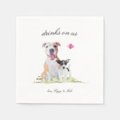 飲み物 |かわいいペット結婚の犬 スタンダードカクテルナプキン (正面)