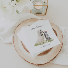 飲み物 |かわいいペット結婚の犬 スタンダードカクテルナプキン