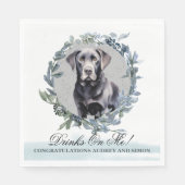 飲み物!ブラックラボドッグ結婚のペット スタンダードランチョンナプキン (正面)