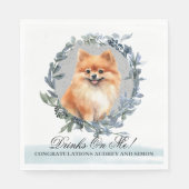 飲み物！ポメラニア犬結婚犬のペット スタンダードランチョンナプキン (正面)