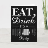 飲み物、ヴィンテージポスター、引っ越し祝いパーティーの招待を食べて下さい 招待状 (正面)