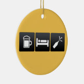飲み物、睡眠およびシャンペン セラミックオーナメント (右)