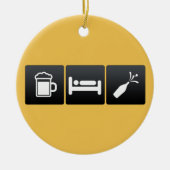 飲み物、睡眠およびシャンペン セラミックオーナメント (正面)