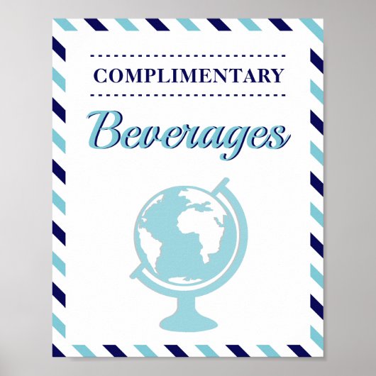 飲み物 飲料 ネイビーブルー 旅行 航空会社 航空機 ポスター (正面)