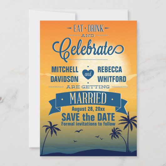 飲み物nを日付祝います夏の日没の保存を食べて下さい セーブザデート (正面)