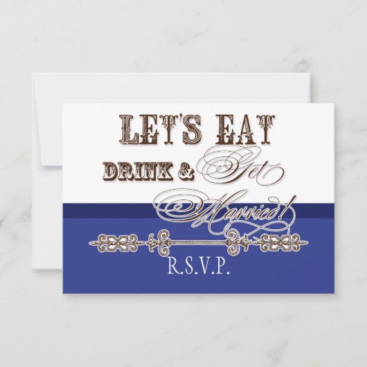 、飲み物n結婚しますフォーマルなRSVPの応答カードを食べて下さい 出欠カード (正面)