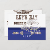 、飲み物n結婚しますフォーマルなRSVPの応答カードを食べて下さい 出欠カード (正面/裏面)
