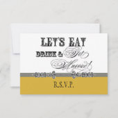 、飲み物n結婚しますフォーマルなRSVPの応答カードを食べて下さい 出欠カード (正面)